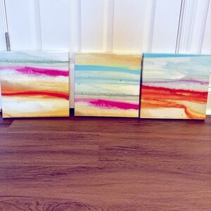Wall decor trio of “sunset” printed canvases
